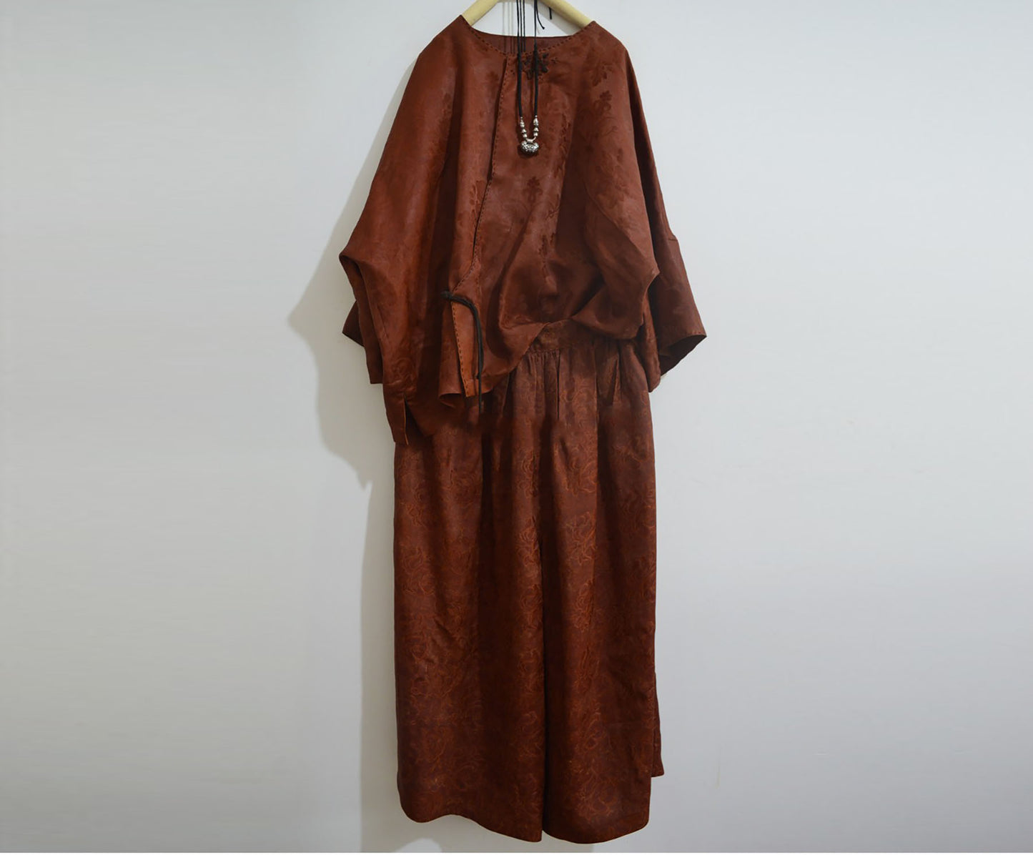 Mud Silk Jacquard Wide Leg Pants pa0127 X134