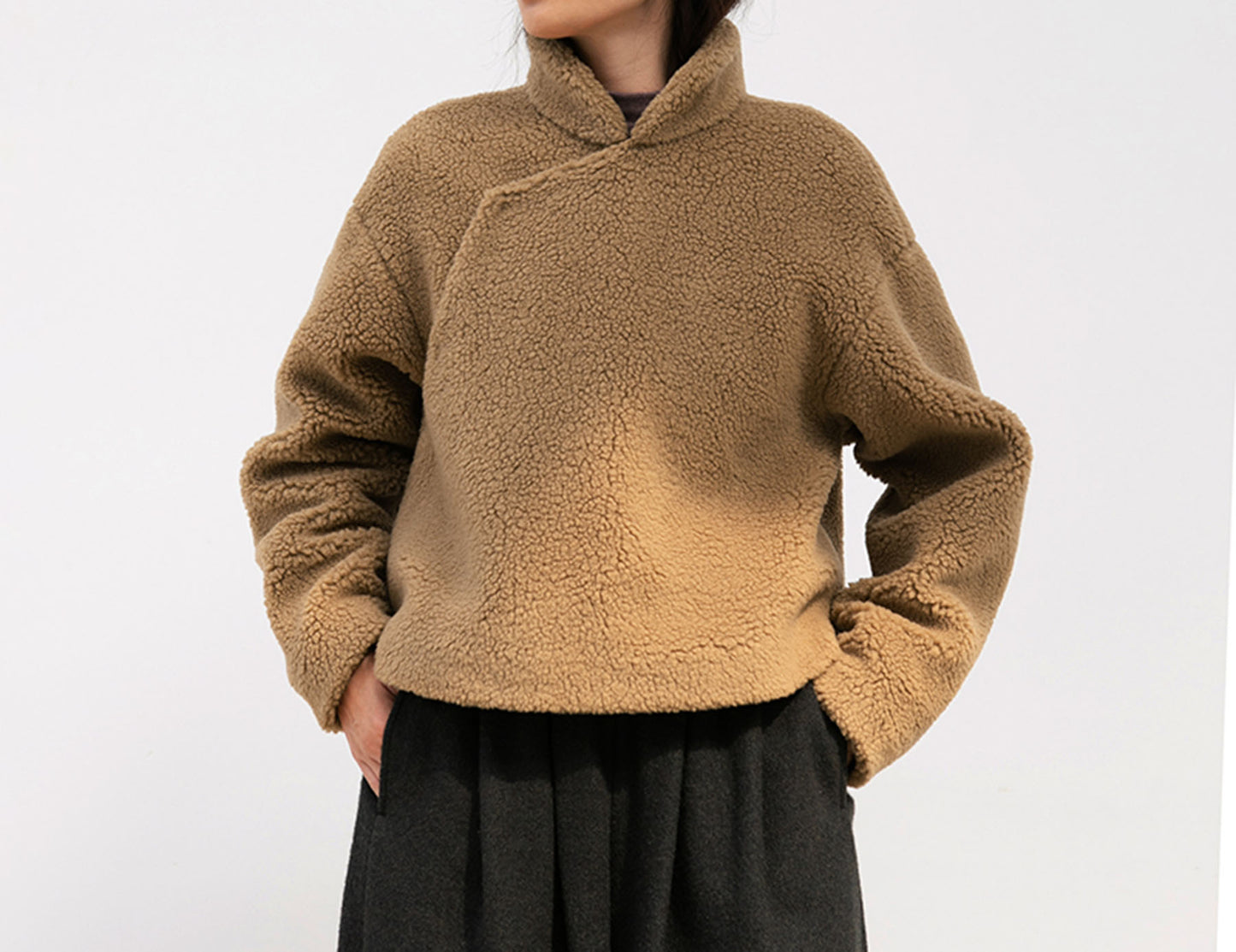 edoa Sherpa Fleece Short Chinese Style Coat 