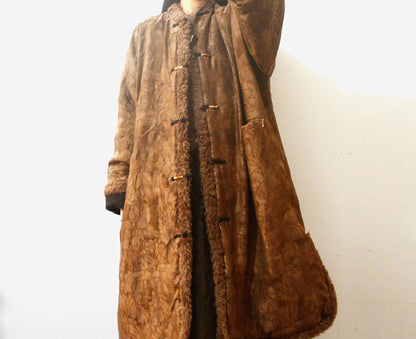 edoa Oversized Mud Silk Jacquard Chinese Padded Coat