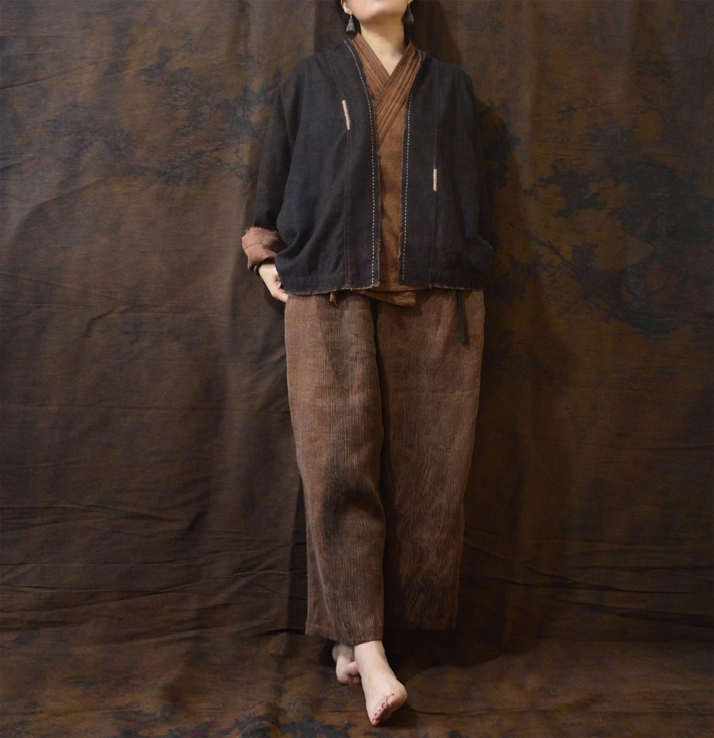 edoa Reversible Mud Silk Cardigan