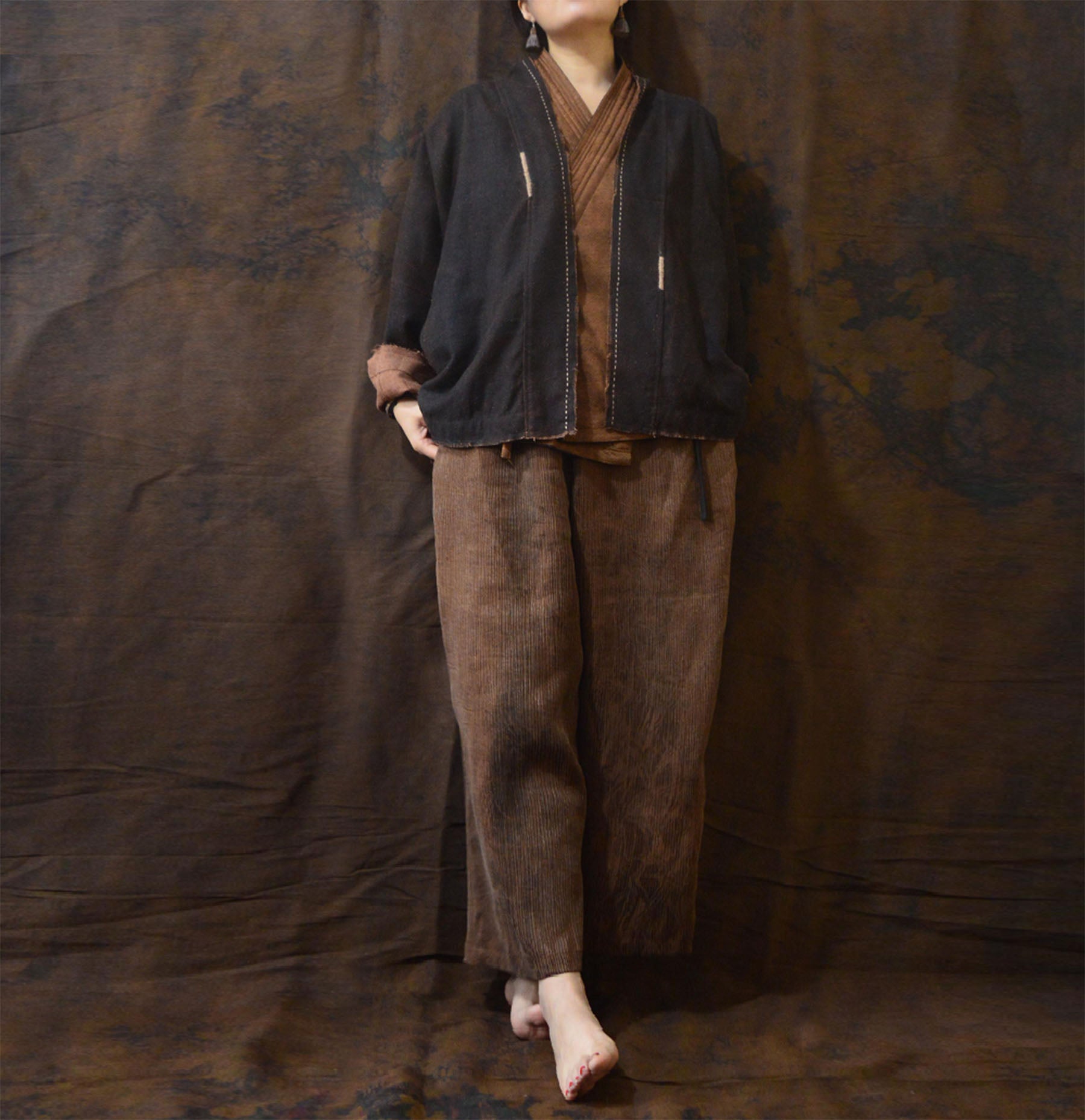 edoa Reversible Mud Silk Cardigan