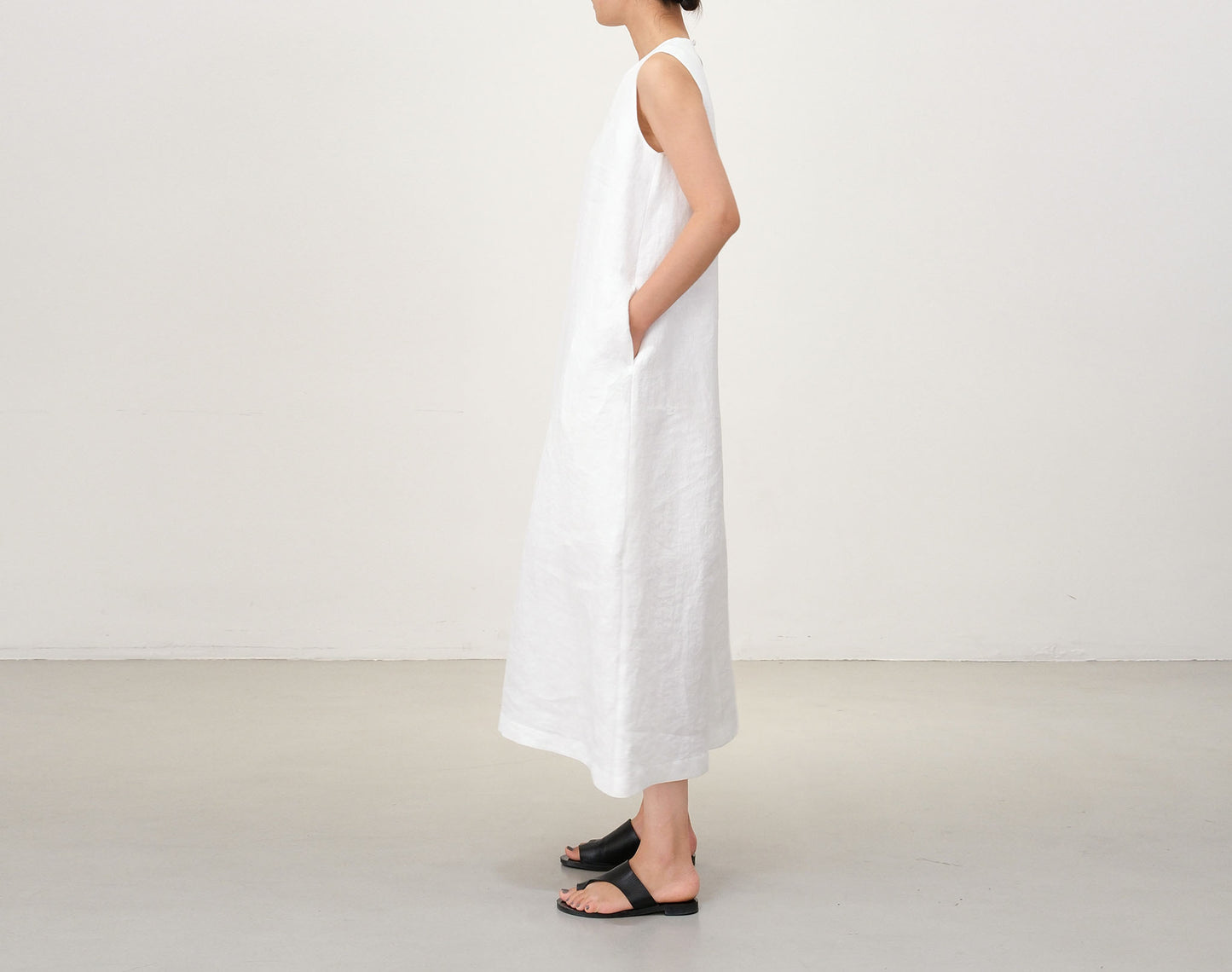 edoa Pink Linen Sleeveless Summer Dress