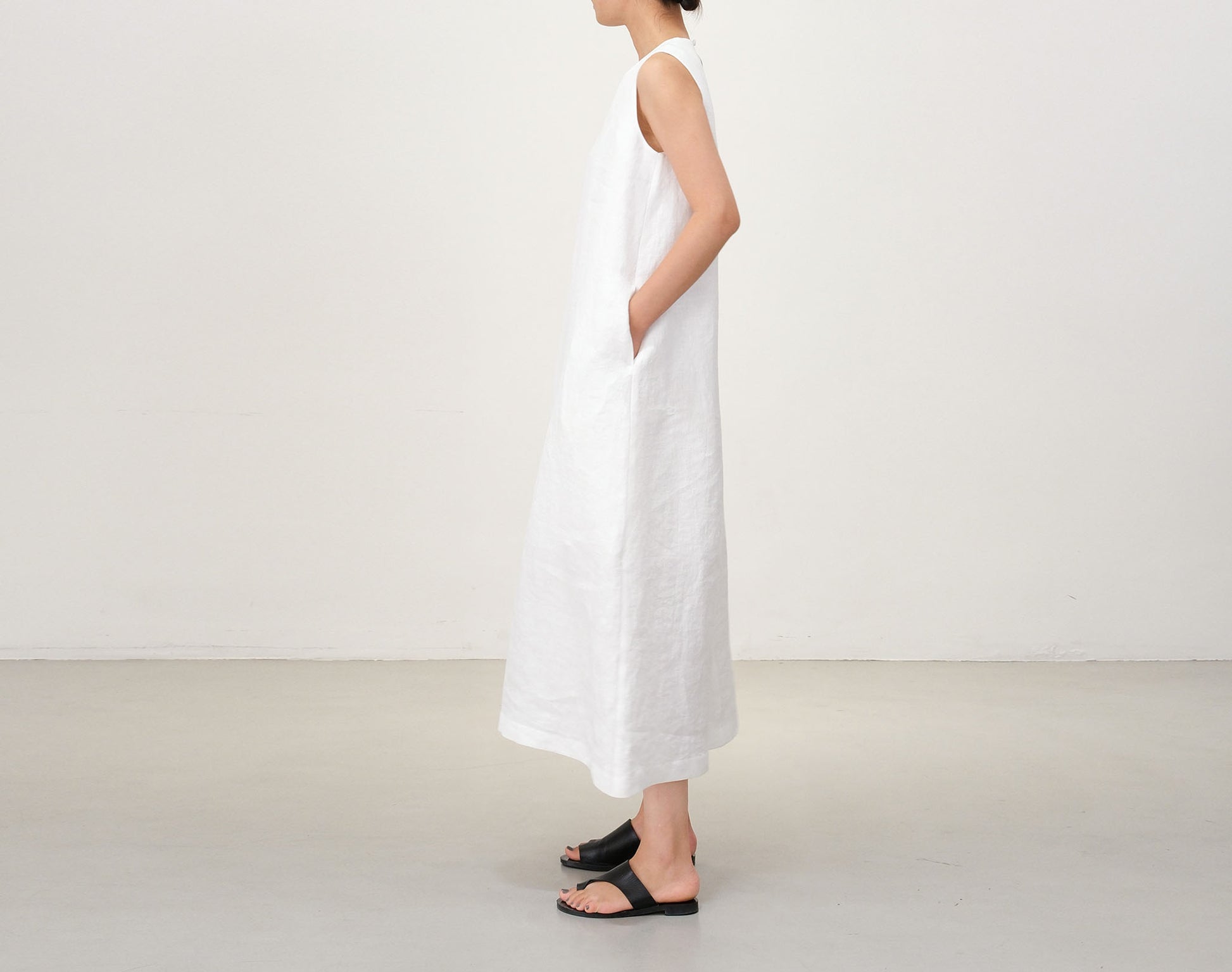 edoa Pink Linen Sleeveless Summer Dress