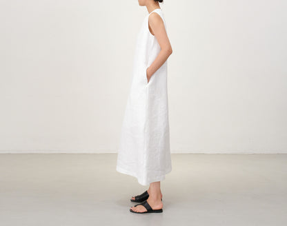 edoa Pink Linen Sleeveless Summer Dress