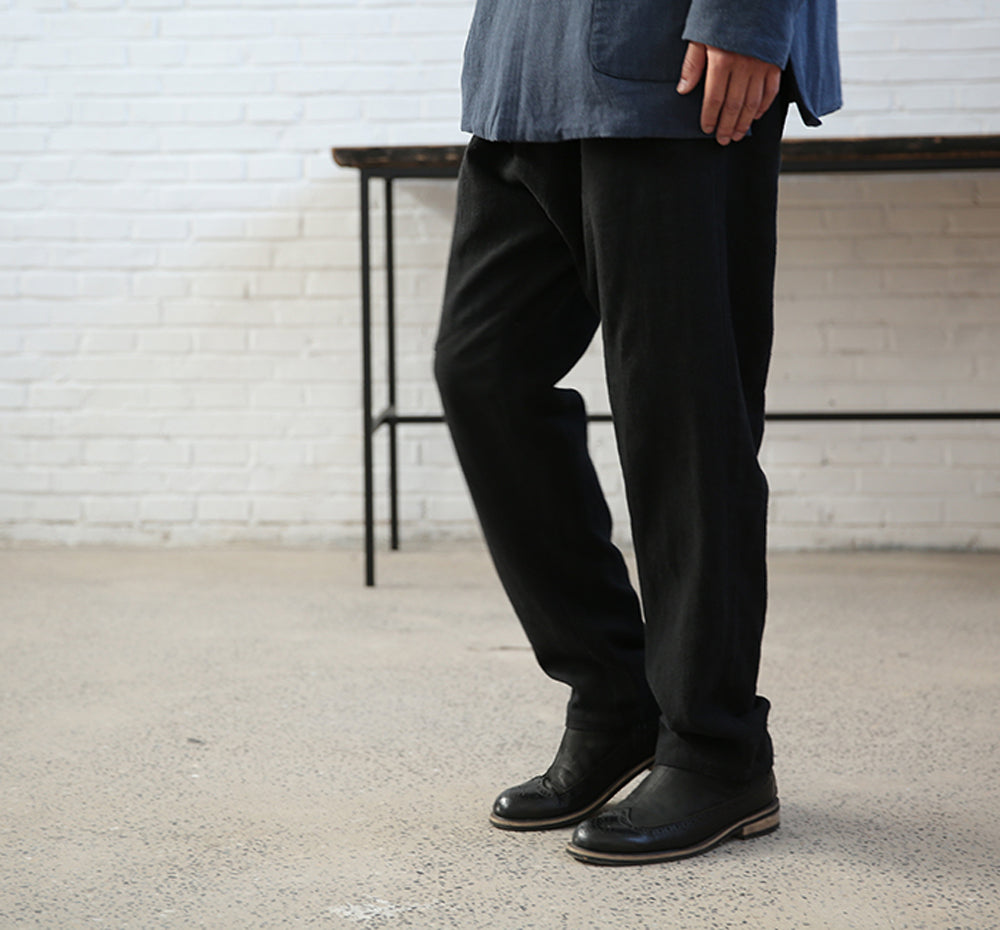 edoa Washed Ramie Folded Fly Pants