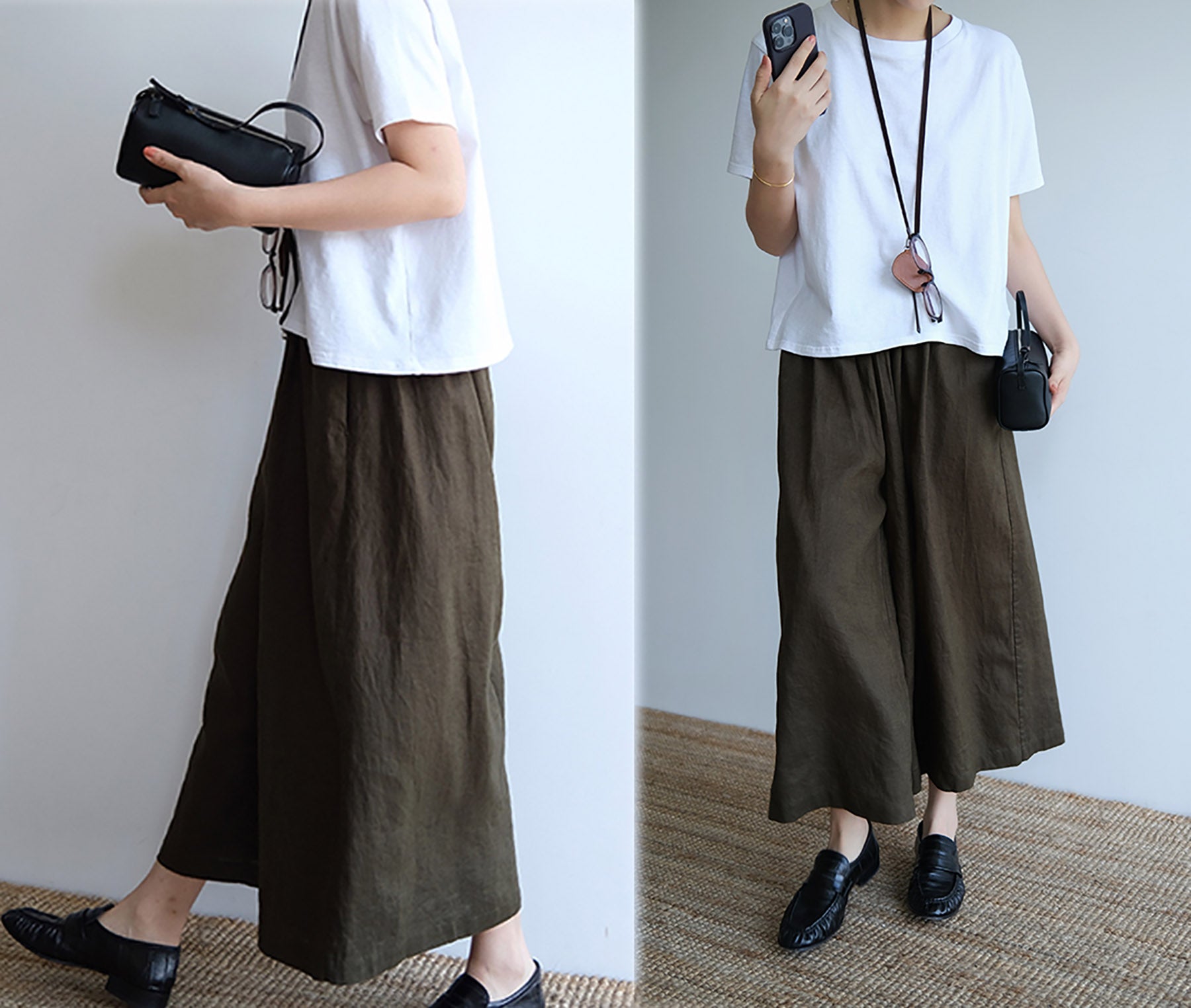 edoa  Linen Wide Leg Pants