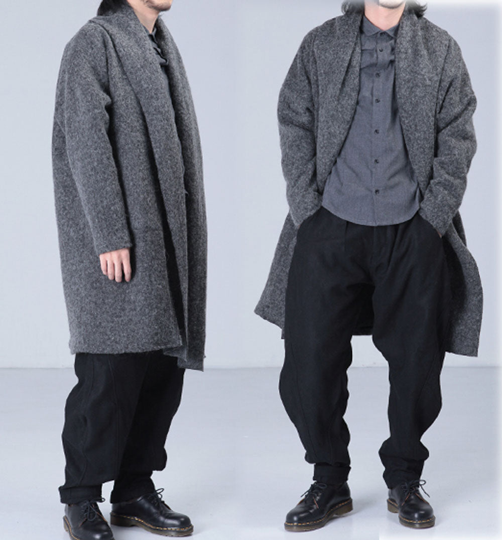 edoa Gray Knit Wool Coat