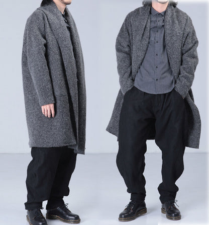 edoa Gray Knit Wool Coat
