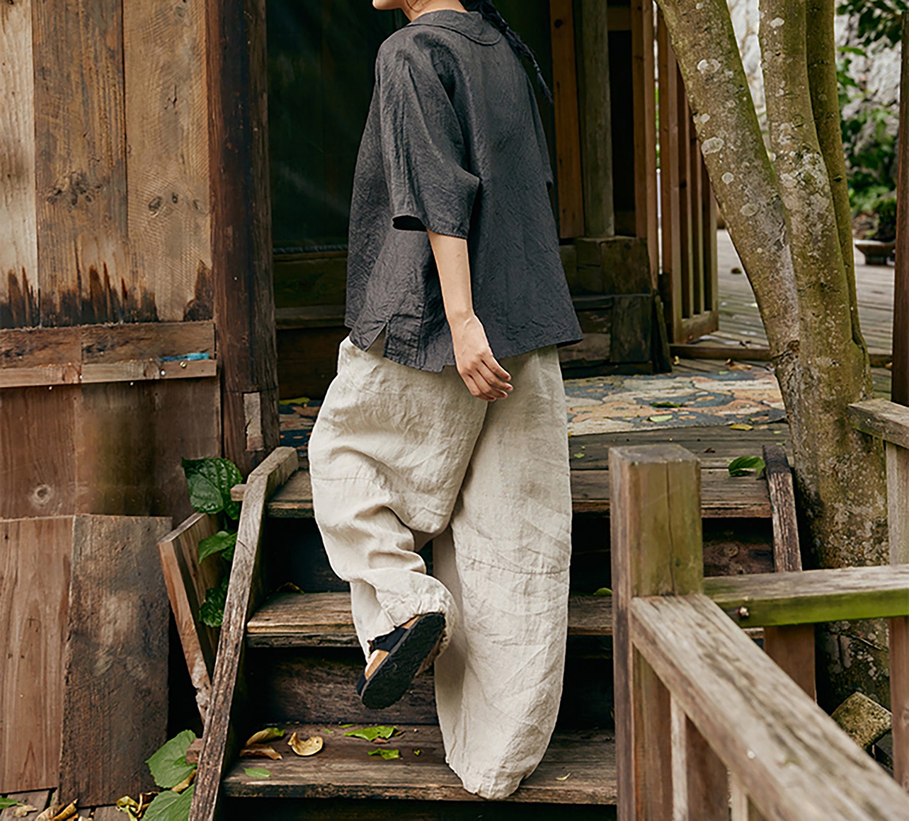 edoa Eco Dyed Dupioni Tussah Silk Blouse