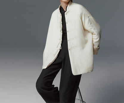 edoa Silk Velvet Quilted Crop Jacket