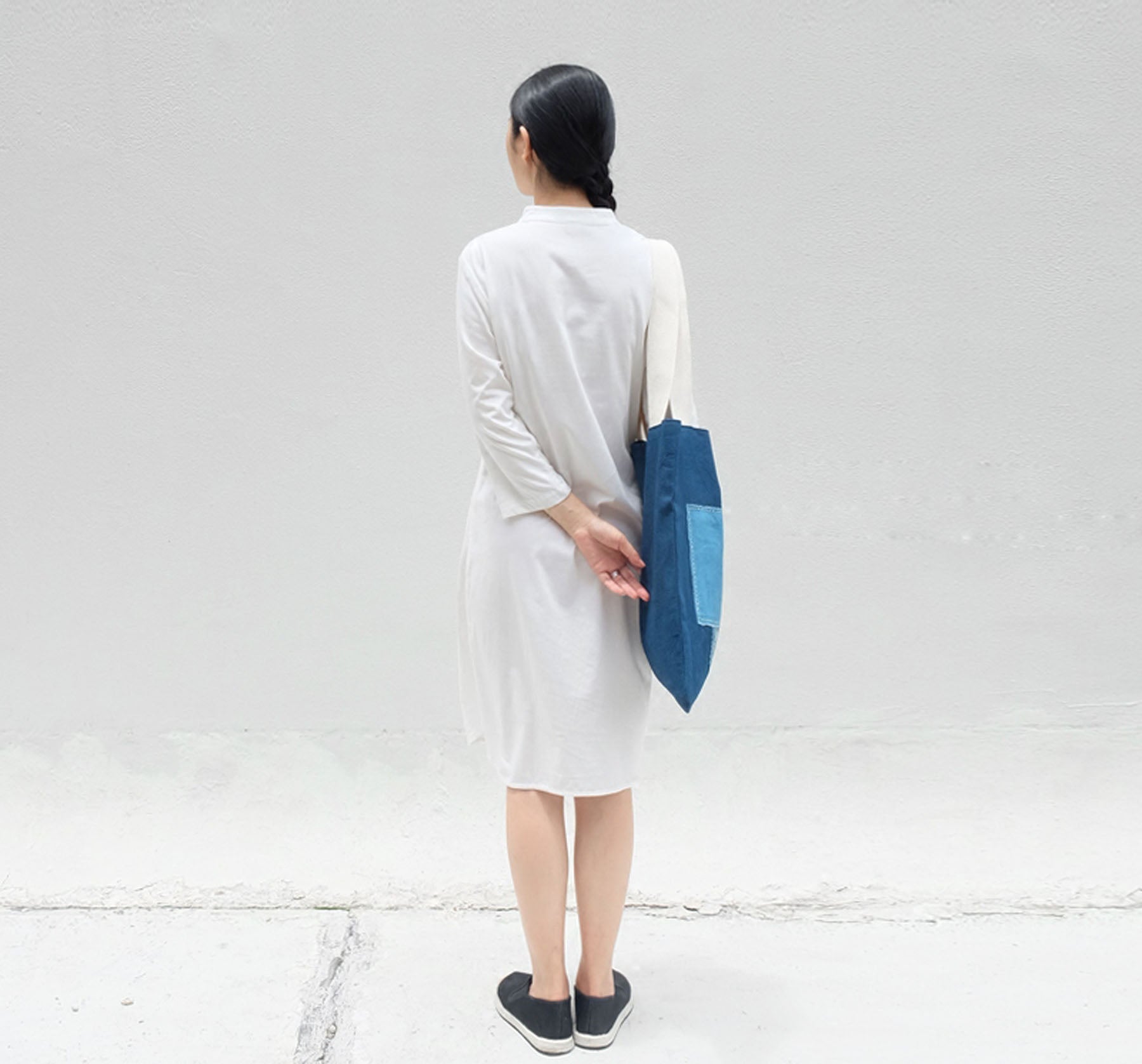 edoa High Counted Knit Cotton Cheongsam Dress