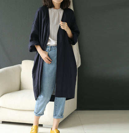 edoa Linen Kimono Wrap with Pockets