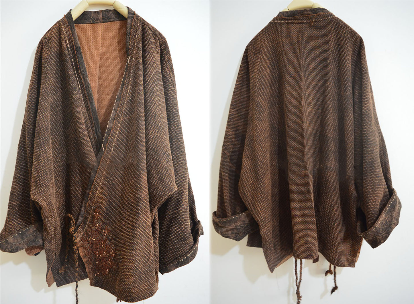 edoa Loose Mud Tussah Silk Jacquard Jacket