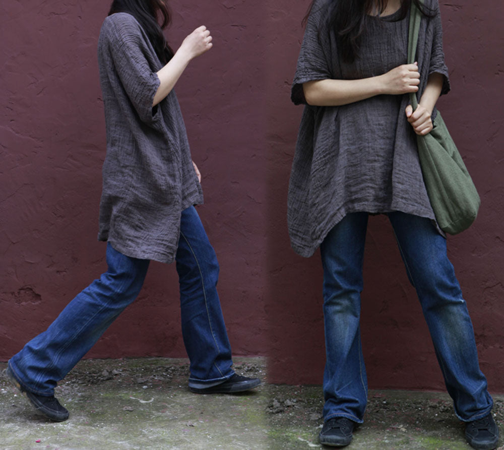edoa Oversized Textured Linen Top
