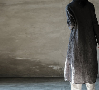 edoa Crinkled Linen Long Cargidan Coat