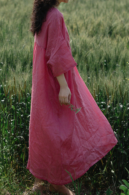 edoa Oversized Ramie High Waist Dress