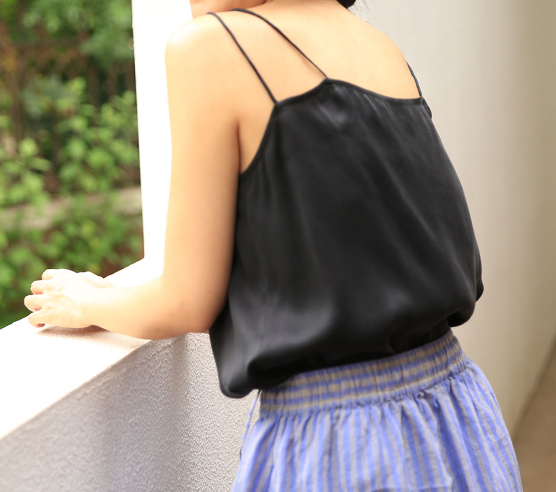 edoa Stone Washed Silk Satin V Neck Tank