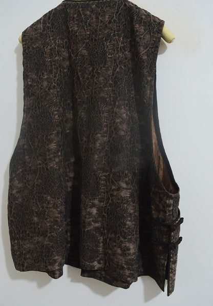 edoa Mud Noil Silk Jacquard Chinese Vest