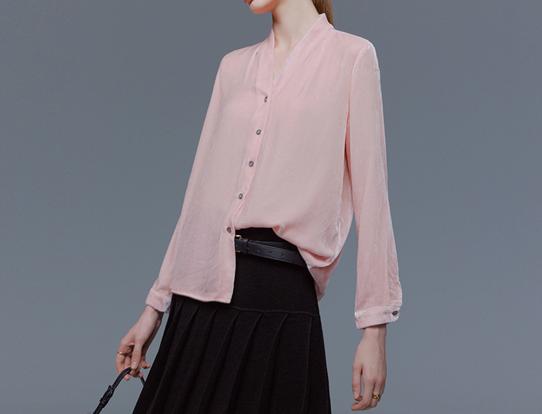 edoa Silk Velvet Spring Blouse