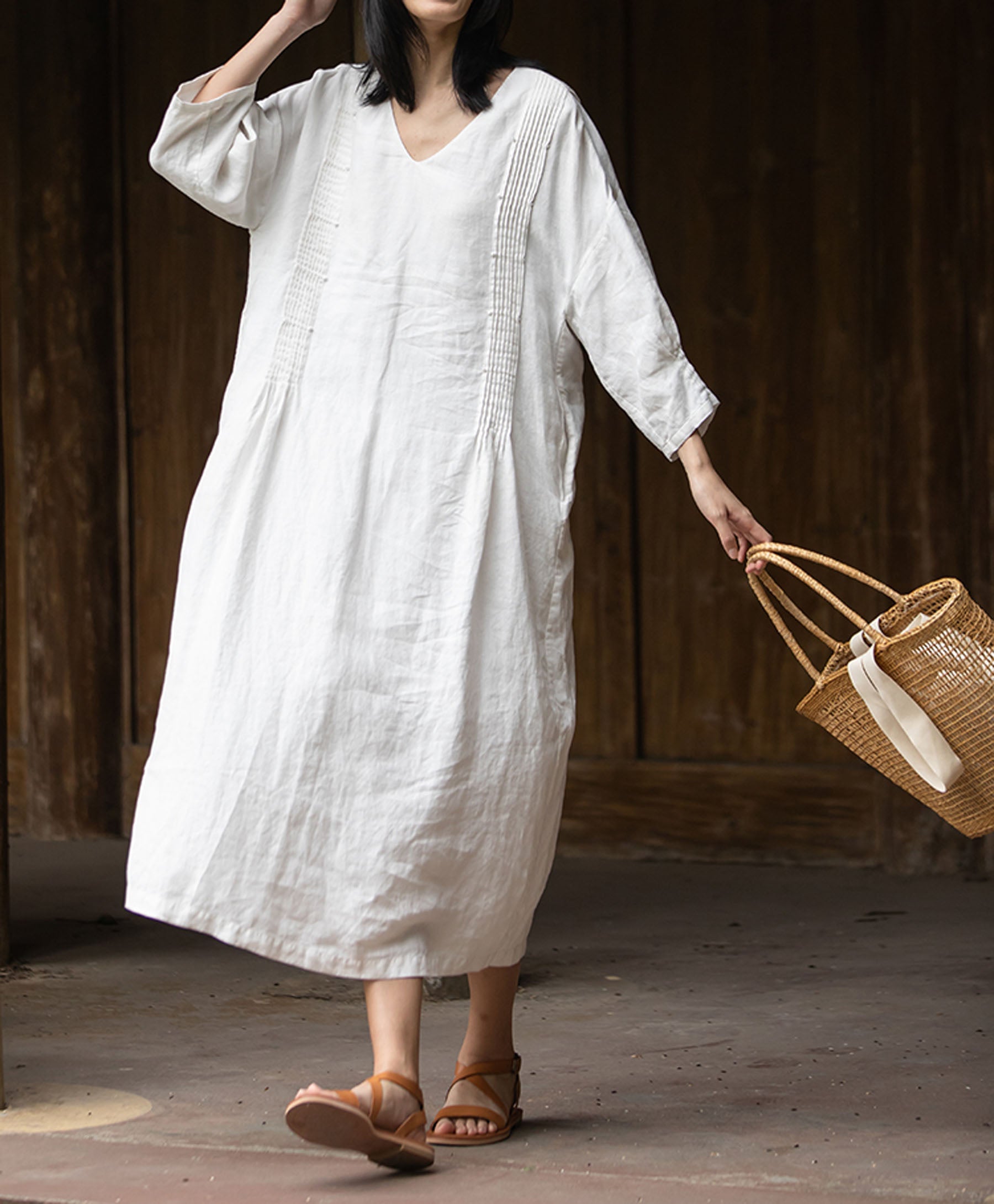 edoa pintucked linen dress