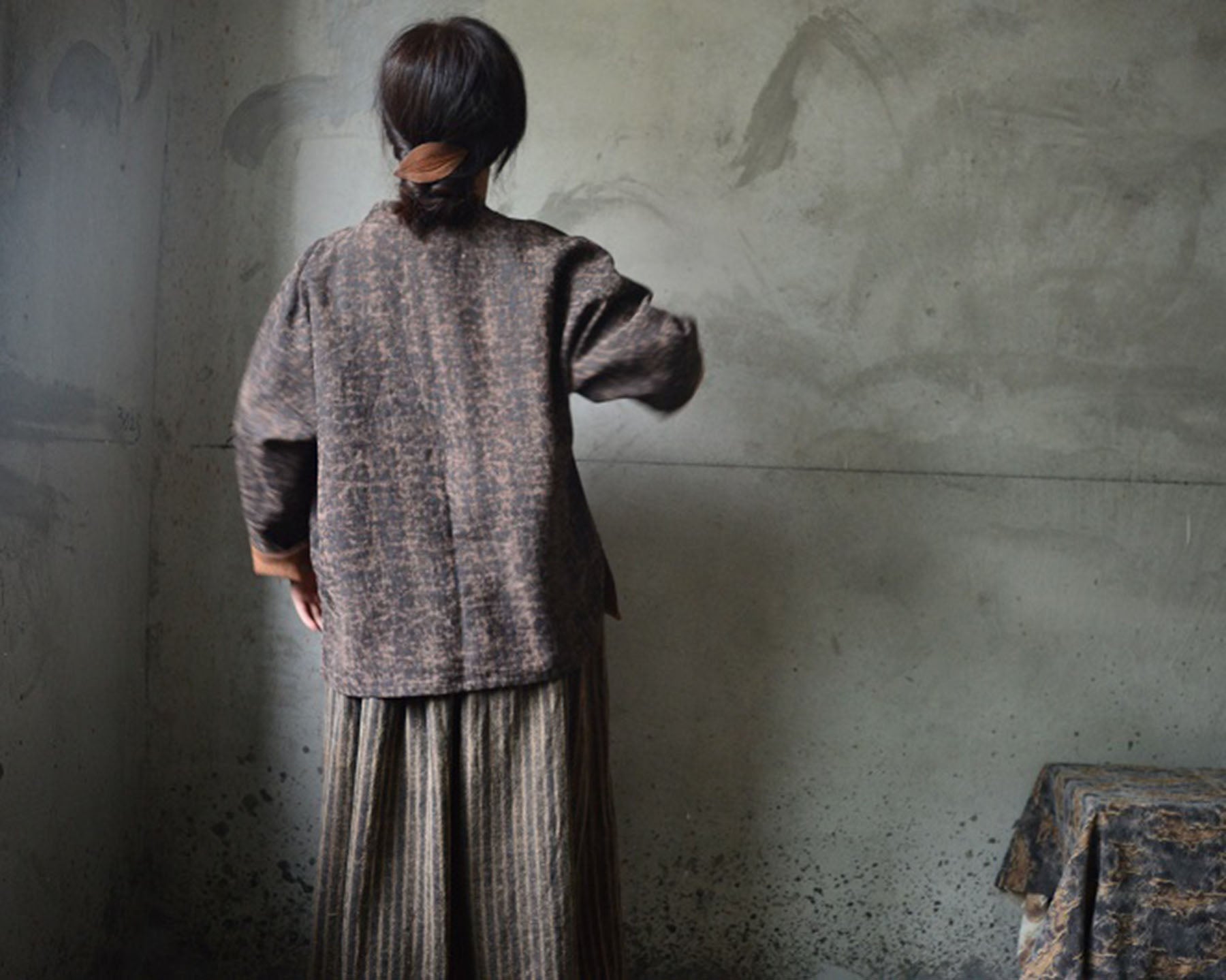 edoa Cracked Mud Silk Short Chinese Jacket