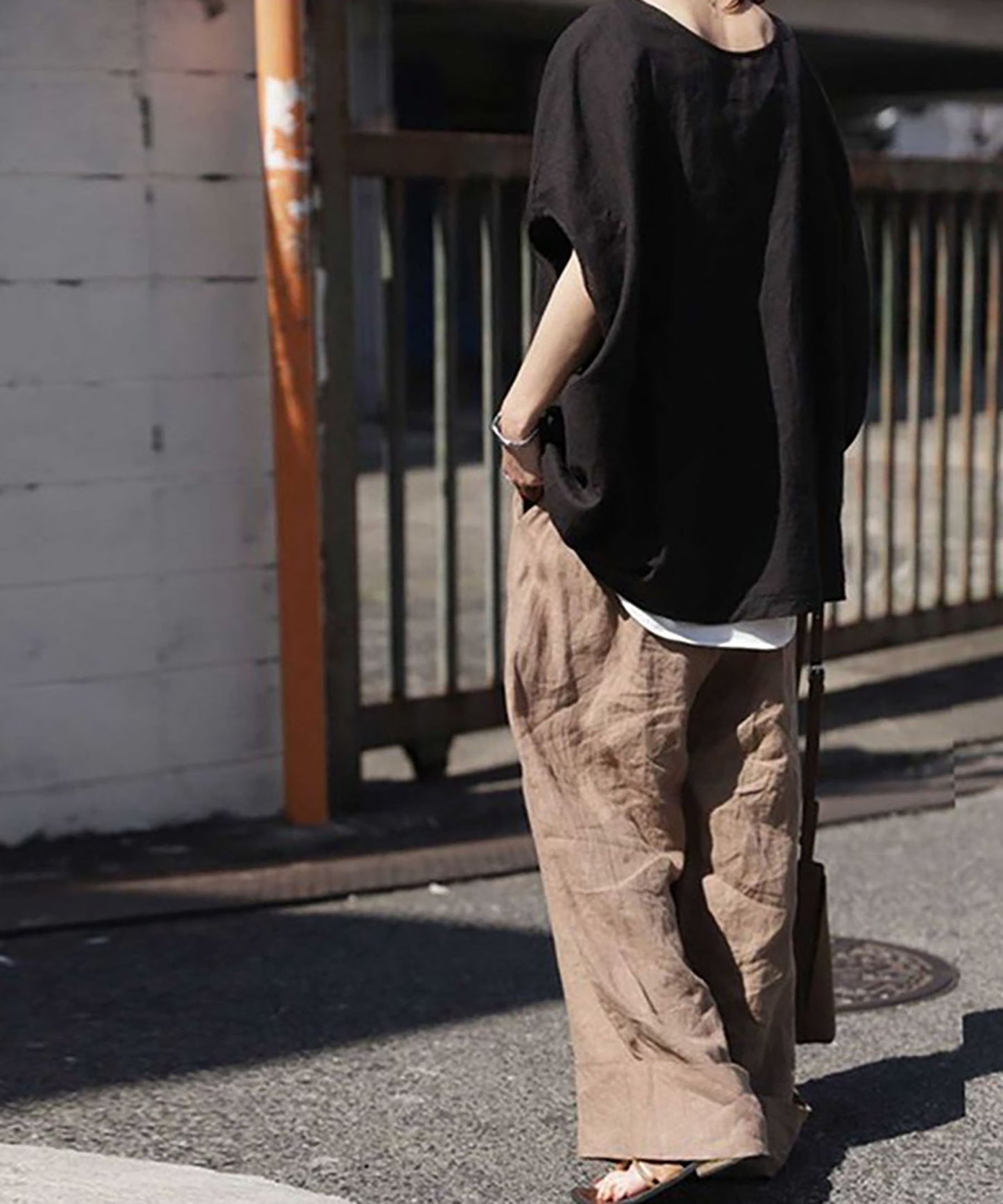 edoa Oversized Minimalist Linen Blouse