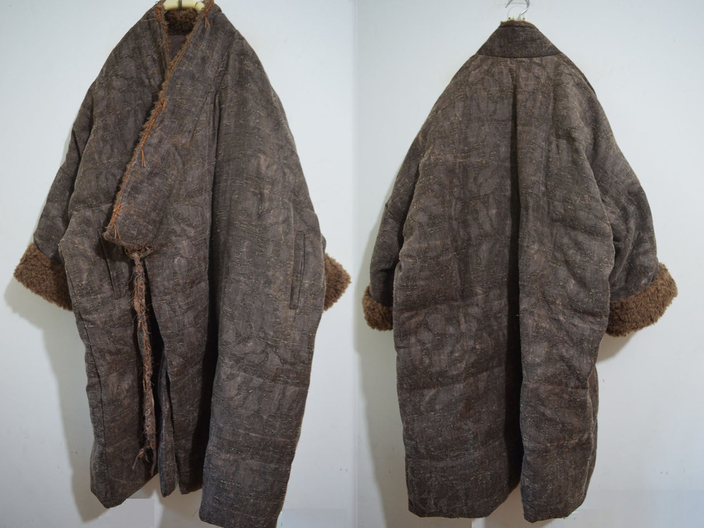 edoa Heavy Weight Mud Tussah Silk Jacquard Goose Down Coat