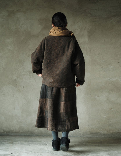 edoa Mud Tussah Silk Jacquard Padded Hanfu Jacket 