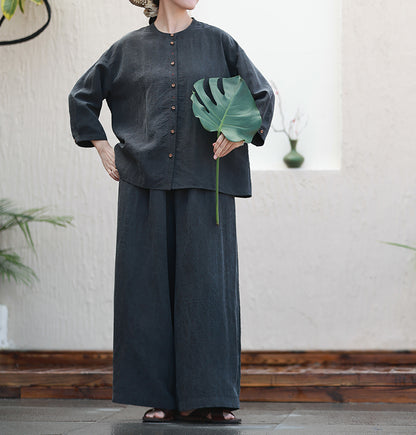 edoa Cracked Mud Silk Wide Leg Pants 