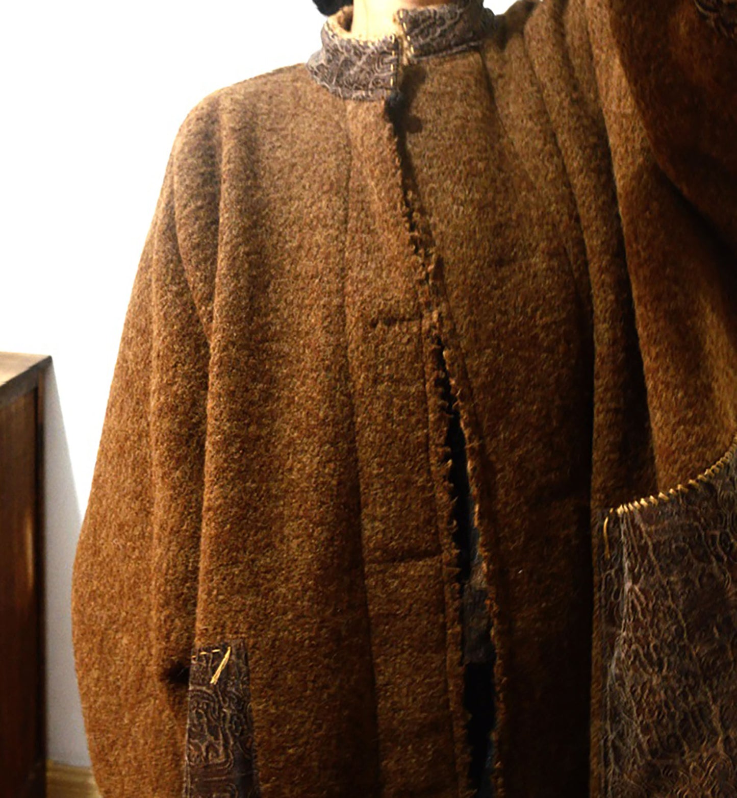edoa Reversible Sherpa Wool Chinese Coat