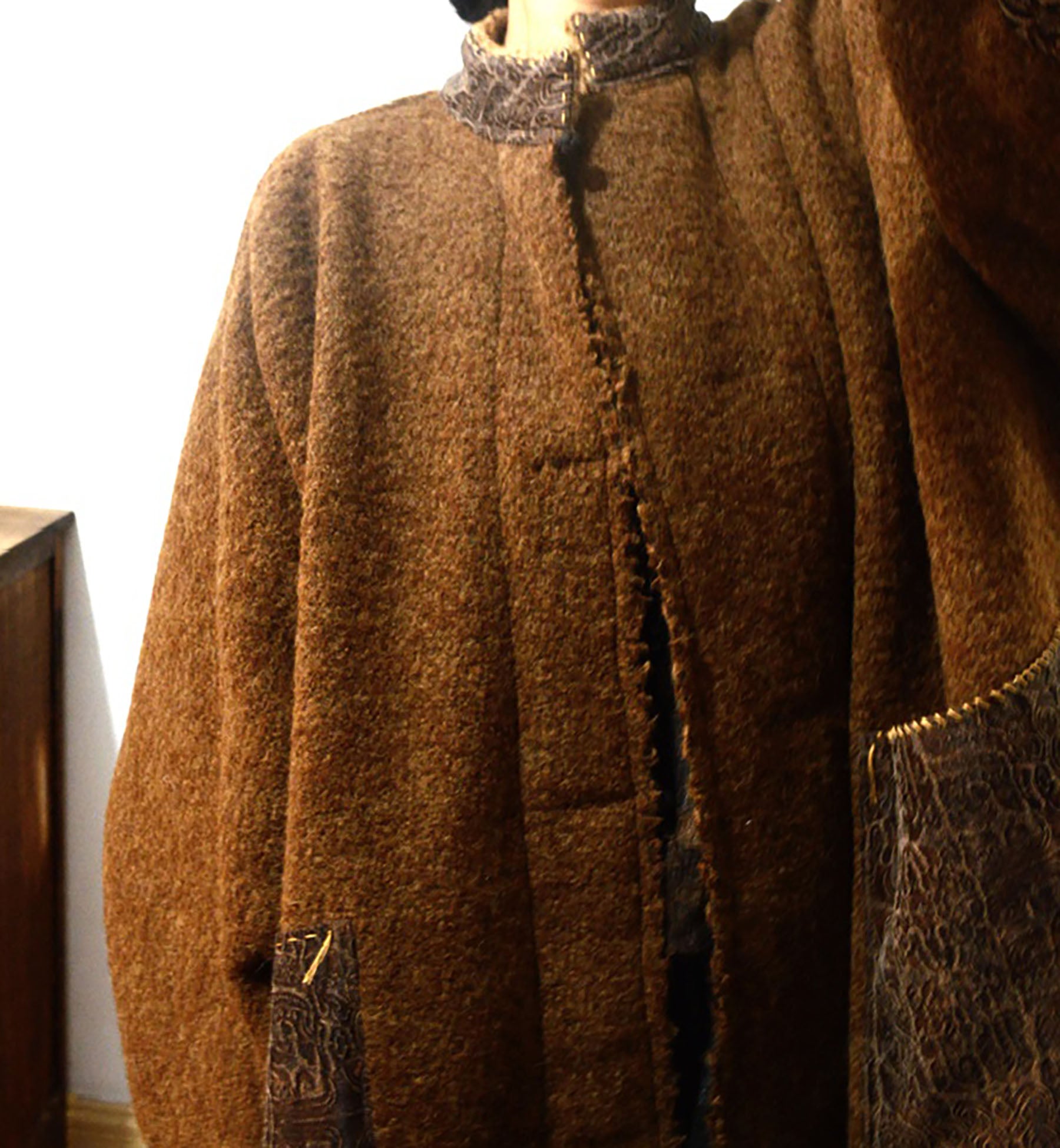 edoa Reversible Sherpa Wool Chinese Coat