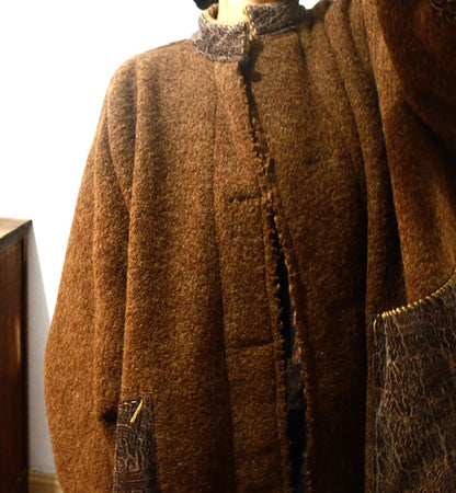 edoa Reversible Sherpa Wool Chinese Coat