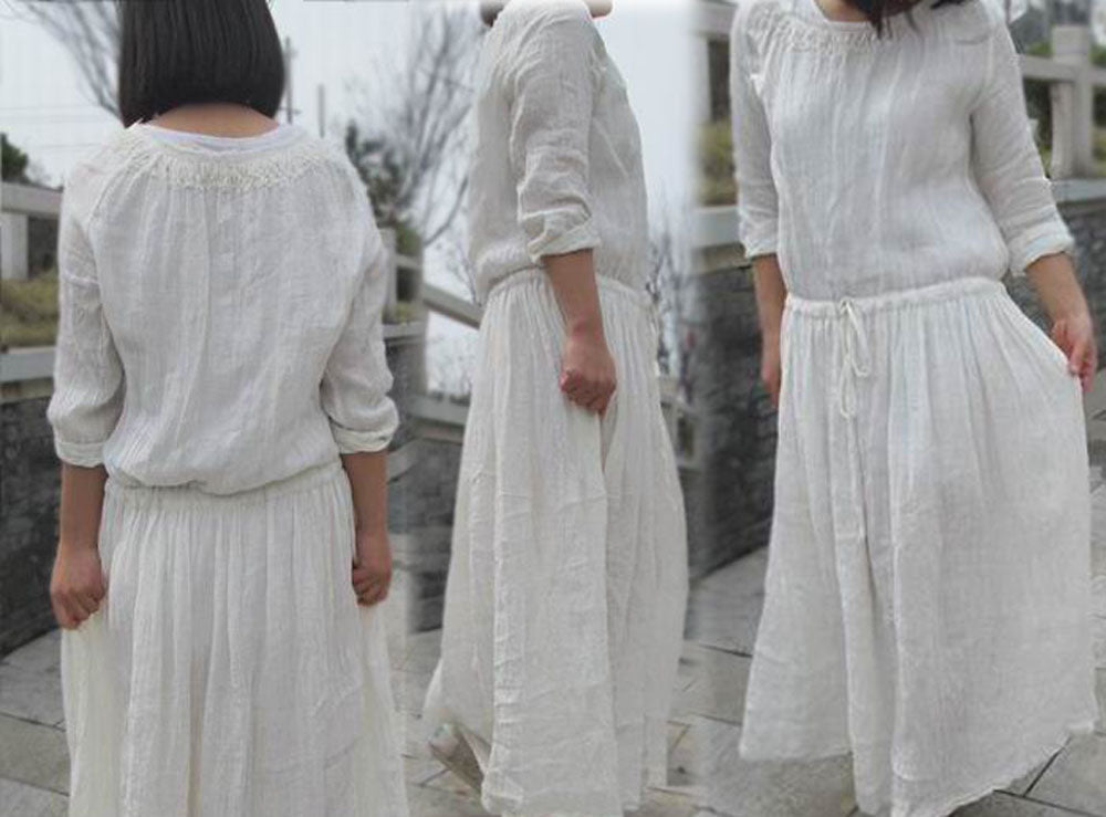 edoa Hand Embroidered Double layers Raw Edged Dress