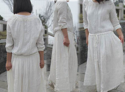 edoa Hand Embroidered Double layers Raw Edged Dress
