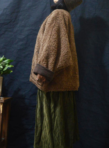 Brown Sherpa Wool Chinese Jacket ja0058 A777