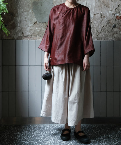 edoa Mud Silk 3/4 Sleeve Chinese Shirt