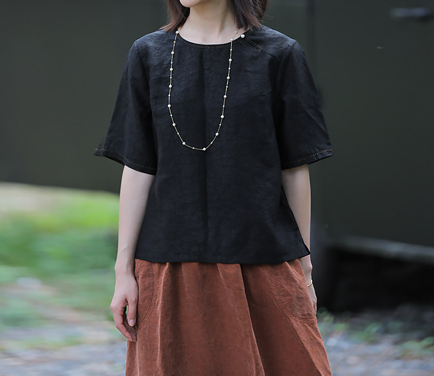 edoa Cracked Mud Silk Top
