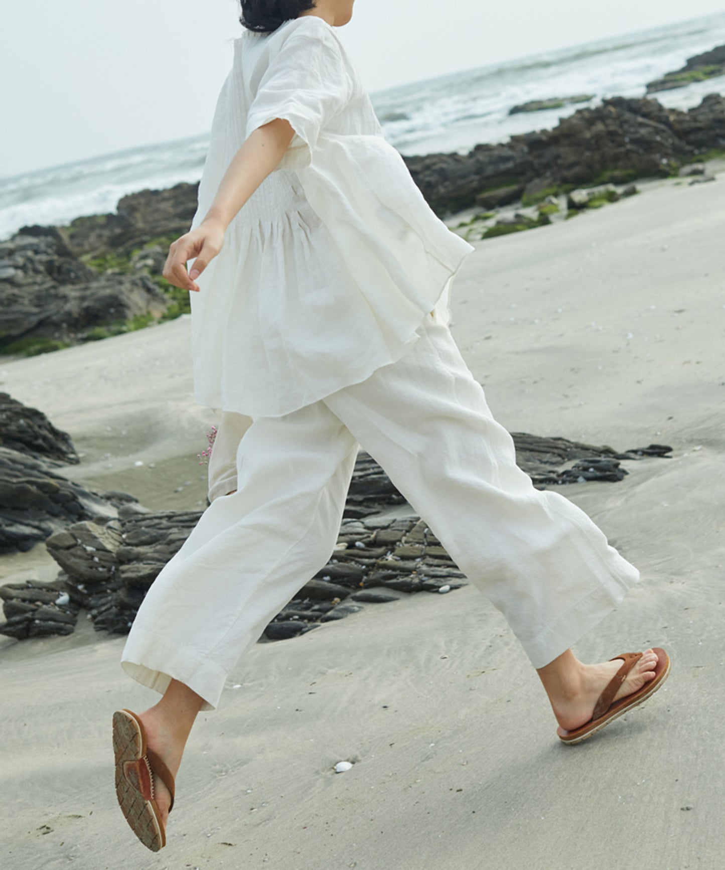 edoa Wide Leg Linen Trousers