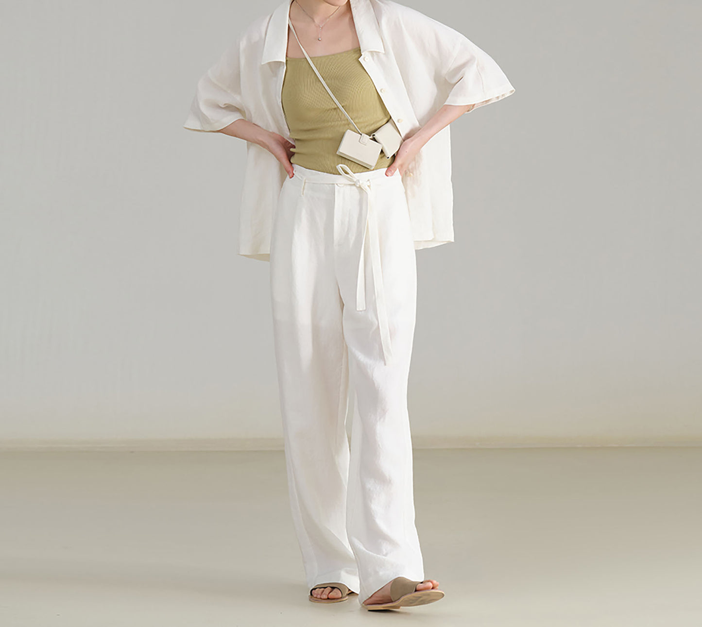 edoa Linen Wide Leg Pants