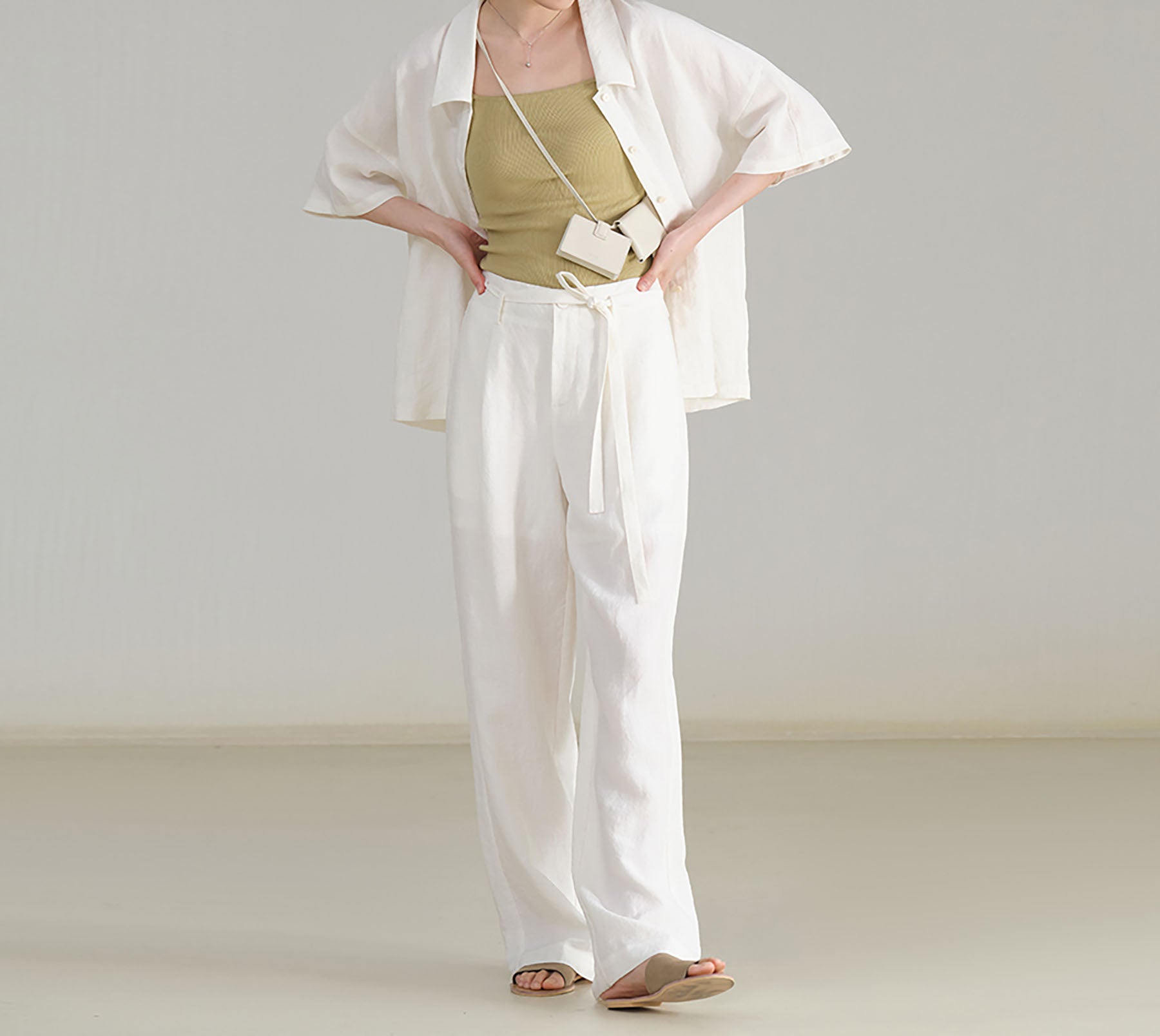 edoa Linen Wide Leg Pants