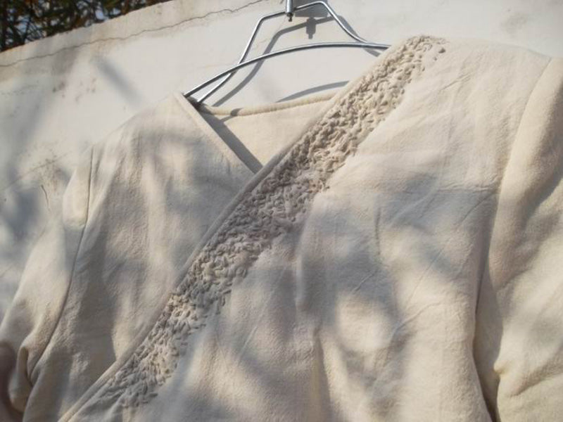 edoa Washed Linen Cotton Blend Padding Jacket 