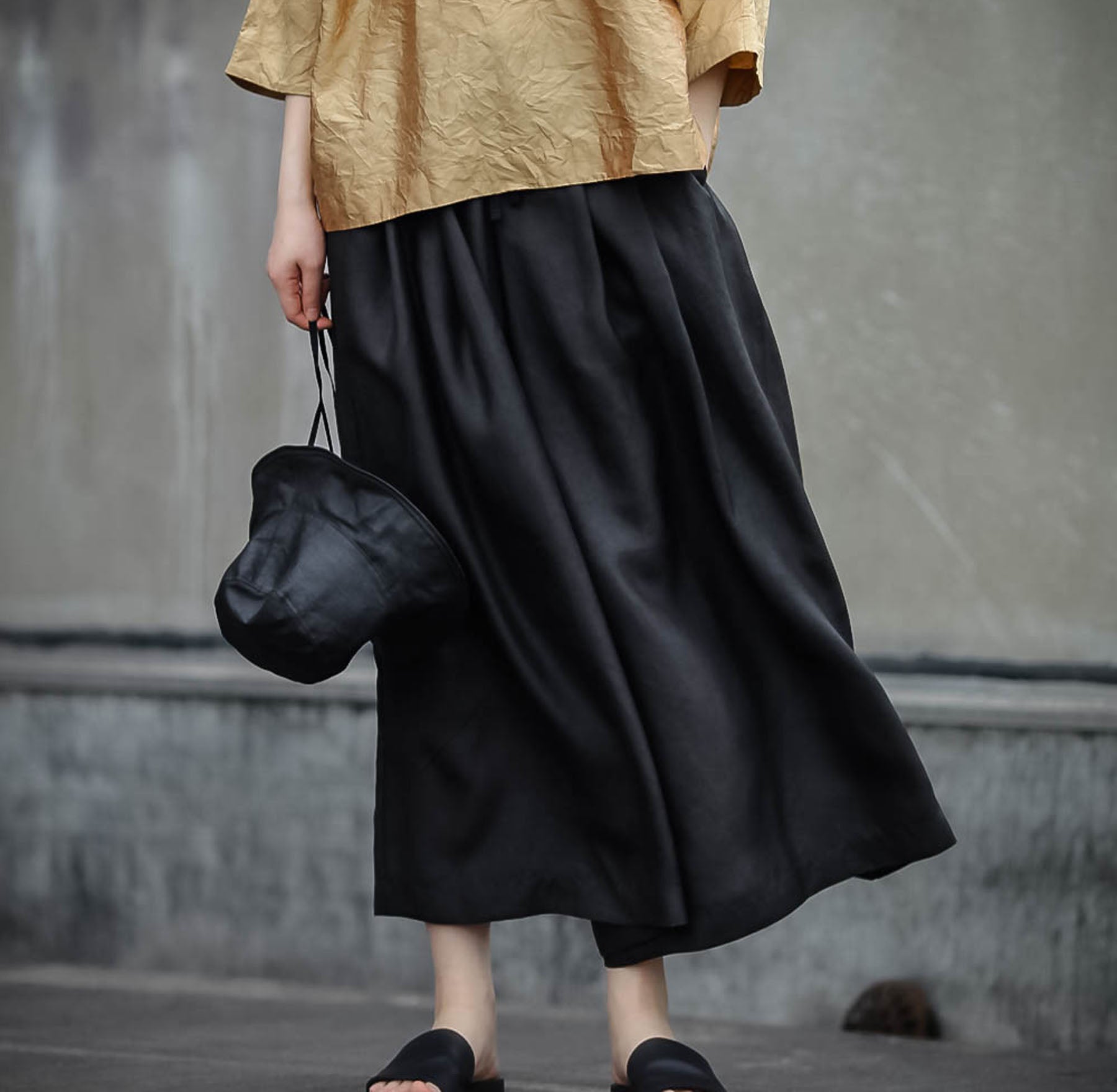 edoa Loose Fitting Mud Silk Charmeuse Pants