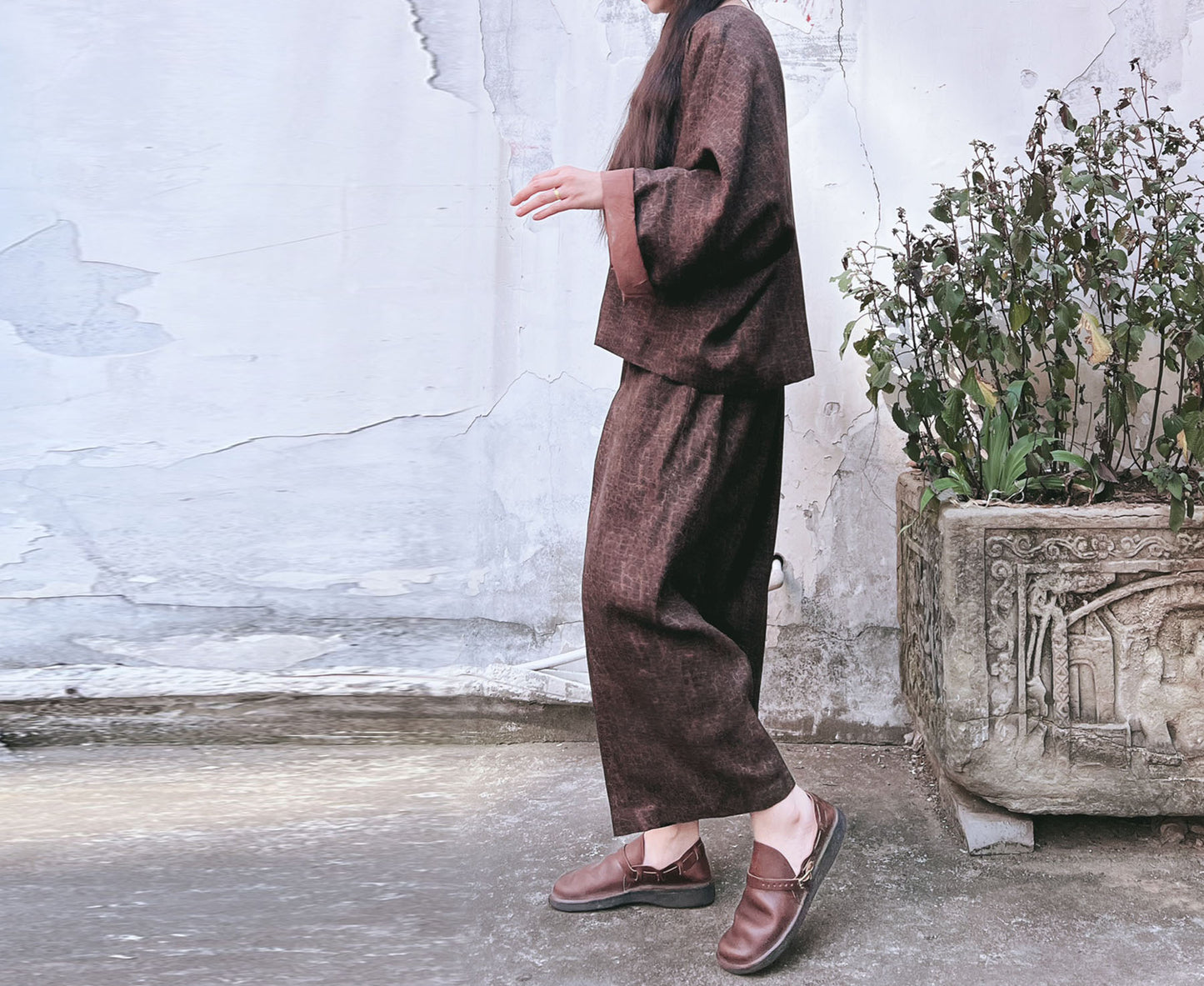 edoa Cracked Mud Silk Set Indluding Top