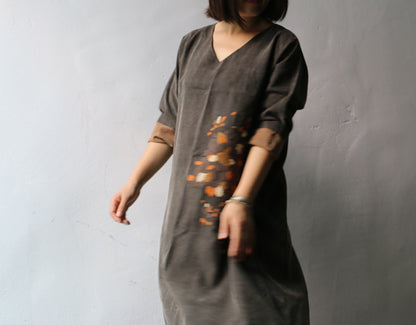 edoa Hand Embroidered Mud Silk Dress