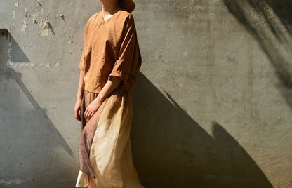edoa Loose Fitting Reversible Mud Silk Top