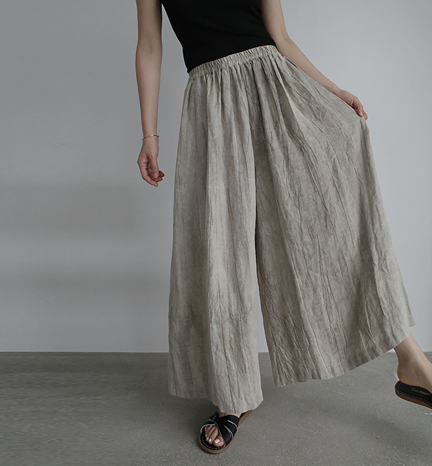 edoa Tie Dyed Linen Go to Town Culotte Pants
