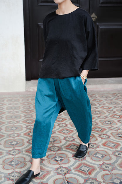 edoa Cracked Mud Silk Charmeuse Tappered Pants 