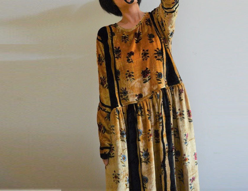 Silk Cotton Blend Velvet Dress dr0205 A436