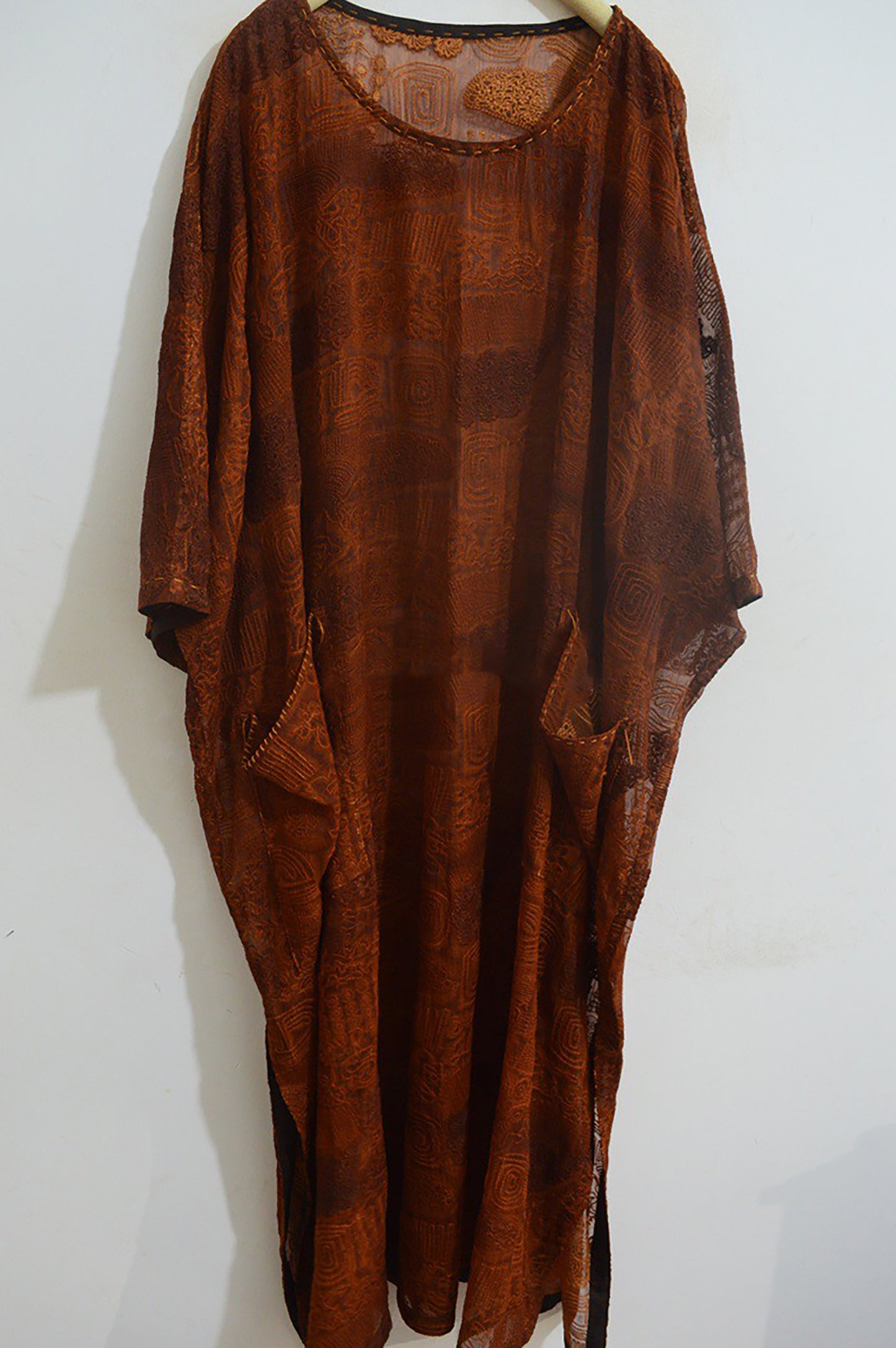 Super Loose Embroidered Mud Silk Chiffon Over Dress dr0134 X286