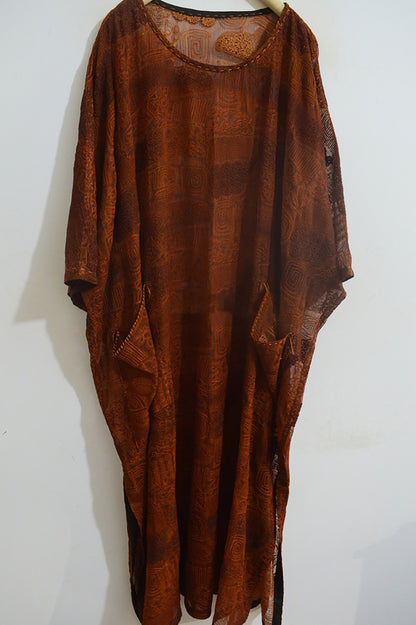 Super Loose Embroidered Mud Silk Chiffon Over Dress dr0134 X286